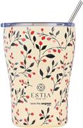 Estia Save the Aegean Coffee Mug Ποτήρι Θερμός Ανοξείδωτο BPA Free 350ml Bloom Beige με Καλαμάκι 01-31701