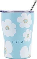 Estia Save the Aegean Coffee Mug Ποτήρι Θερμός Ανοξείδωτο BPA Free 350ml Blue Daisy με Καλαμάκι 01-49034