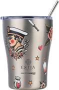 Estia Save the Aegean Coffee Mug Ποτήρι Θερμός Ανοξείδωτο BPA Free 350ml Old School με Καλαμάκι 01-31770