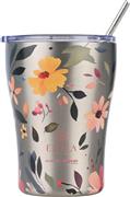Estia Save the Aegean Coffee Mug Ποτήρι Θερμός Ανοξείδωτο BPA Free 350ml Silver Botanic με Καλαμάκι 01-31787