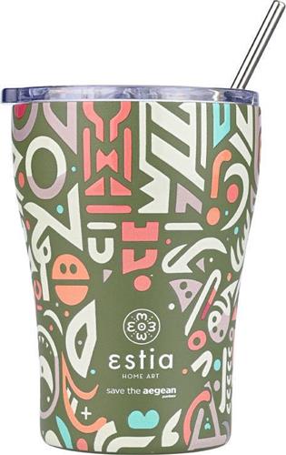 Estia Save the Aegean Ποτήρι Θερμός Ανοξείδωτο BPA Free GeoVivid 350ml με Καλαμάκι 01-22938