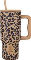 Estia Save the Aegean Straw Tumbler XL Ανακυκλώσιμο Μπουκάλι Θερμός Ανοξείδωτο BPA Free 900ml Spotted Prowl με Καλαμάκι και Λαβή 01-34849