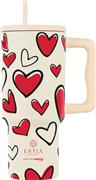 Estia Save the Aegean Straw Tumbler XL Ανακυκλώσιμο Θερμός Ανοξείδωτο BPA Free 900ml Red Valentine με Καλαμάκι και Λαβή 01-37734