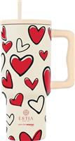 Estia Save the Aegean Straw Tumbler XL Ανακυκλώσιμο Θερμός Ανοξείδωτο BPA Free 900ml Red Valentine με Καλαμάκι και Λαβή 01-37734
