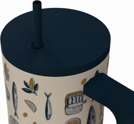 Estia Save the Aegean Straw Tumbler XL Ανακυκλώσιμο Θερμός Ανοξείδωτο BPA Free 900ml Salt Life με Καλαμάκι και Λαβή 01-41557