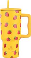 Estia Save the Aegean Straw Tumbler XL Ανακυκλώσιμο Θερμός Ανοξείδωτο BPA Free 900ml Berry Bright με Καλαμάκι και Λαβή 01-32029