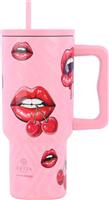 Estia Save the Aegean Straw Tumbler XL Μπουκάλι Θερμός Ανοξείδωτο BPA Free 900ml Blush Pop με Καλαμάκι και Λαβή 01-32067