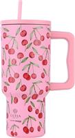 Estia Save the Aegean Straw Tumbler XL Ανακυκλώσιμο Θερμός Ανοξείδωτο BPA Free 900ml Cherry Rose με Καλαμάκι και Λαβή 01-32081