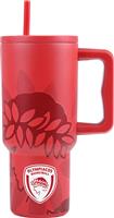 Estia Straw Tumbler XL Ανακυκλώσιμο Θερμός Ανοξείδωτο BPA Free 900ml Olympiacos BC με Καλαμάκι και Λαβή 01-35969