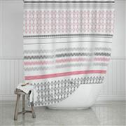 Estia Stripes Κουρτίνα Μπάνιου Υφασμάτινη 180x200cm Ροζ