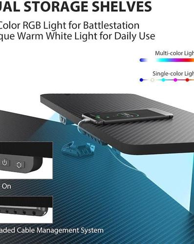 Eureka Ergonomic ERK-ES71-B-US-V3 Ηλεκτρικό Γραφείο Gaming Ξύλινο Γκρι με Μεταλλικά Πόδια, Ρυθμιζόμενο Ύψος & LED 180x60x75cm 22.01.0142