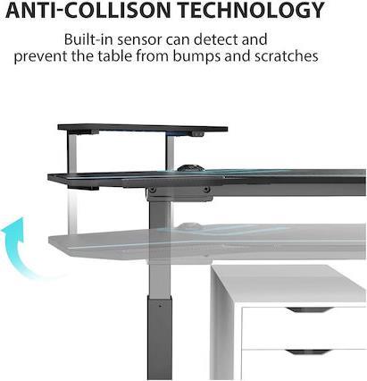 Eureka Ergonomic ERK-ES71-B-US-V3 Ηλεκτρικό Γραφείο Gaming Ξύλινο Γκρι με Μεταλλικά Πόδια, Ρυθμιζόμενο Ύψος & LED 180x60x75cm 22.01.0142