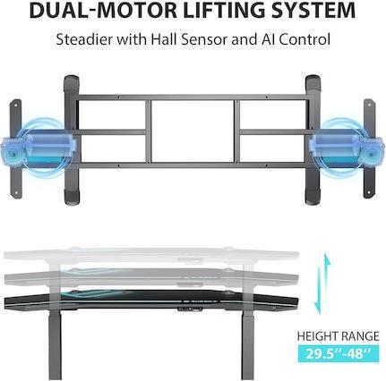 Eureka Ergonomic ERK-ES71-B-US-V3 Ηλεκτρικό Γραφείο Gaming Ξύλινο Γκρι με Μεταλλικά Πόδια, Ρυθμιζόμενο Ύψος & LED 180x60x75cm 22.01.0142