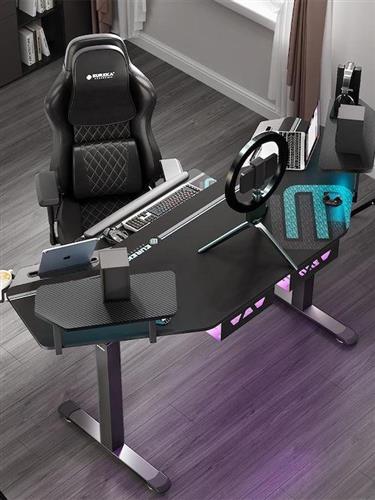 Eureka Ergonomic ERK-ES71-B-US-V3 Ηλεκτρικό Γραφείο Gaming Ξύλινο Γκρι με Μεταλλικά Πόδια, Ρυθμιζόμενο Ύψος & LED 180x60x75cm 22.01.0142