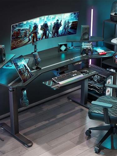 Eureka Ergonomic ERK-ES71-B-US-V3 Ηλεκτρικό Γραφείο Gaming Ξύλινο Γκρι με Μεταλλικά Πόδια, Ρυθμιζόμενο Ύψος & LED 180x60x75cm 22.01.0142