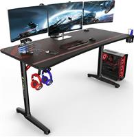 Eureka Ergonomic ERK-GIP-P60B-V2 Γραφείο Gaming με Μεταλλικά Πόδια Μαύρο 152.4x70x76.5cm