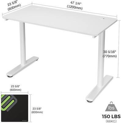 Eureka Ergonomic ERK-IOD-47W-V2 Γραφείο Gaming Λευκό 120x60x77cm 22.01.0126