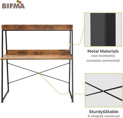 Eureka Ergonomic Γραφείο με Μεταλλικά Πόδια Καφέ 120x57.7x130cm ERK-CD-48VP 22.01.0052