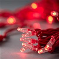 Eurolamp 100 Λαμπάκια LED Κόκκινα σε Σειρά με Κόκκινο Καλώδιο 600-11999
