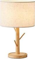 Eurolamp 144-33075 Madera Ξύλινο Πορτατίφ για Ντουί E27 με Μπεζ Καπέλο και Βάση