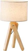 Eurolamp 144-33076 Madera Ξύλινο Πορτατίφ για Ντουί E27 με Μπεζ Καπέλο και Βάση