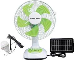 Eurolamp 300-20518 Ανεμιστήρας Επιτραπέζιος Λευκό-Πράσινο Φ34.5 10W Επαναφορτιζόμενος Ηλιακό Πάνελ