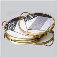 Eurolamp 752-16039 Διακοσμητικός Δίσκος Μεταλλικός Στρογγυλός 35x35x6cm Σετ 2τμχ