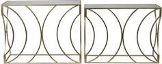Eurolamp 810-00297 Κονσόλες από Ξύλο & Μέταλλο με Καθρέπτη Χρυσές Σετ 2τμχ 102x36x79cm