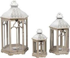 Eurolamp 819-02654 Φαναράκι Ξύλινο Λευκό Σετ 3τμχ