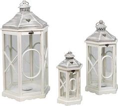 Eurolamp 819-02655 Φαναράκι Ξύλινο Λευκό Σετ 3τμχ