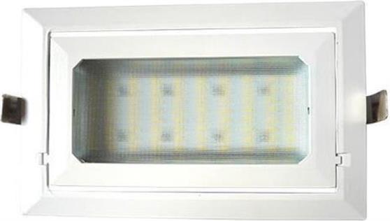 Eurolamp Παραλληλόγραμμο Πλαστικό Χωνευτό Σποτ με Ενσωματωμένο LED και Φυσικό Λευκό Φως σε Λευκό χρώμα 145-68252