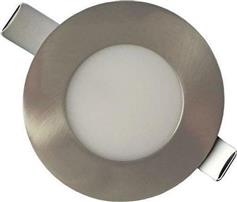 Eurolamp Στρογγυλό Μεταλλικό Χωνευτό Σποτ με Ενσωματωμένο LED και Φυσικό Λευκό Φως 3W Ασημί 8.5x85cm 145-68604