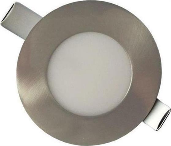 Eurolamp Στρογγυλό Μεταλλικό Χωνευτό Σποτ με Ενσωματωμένο LED και Φυσικό Λευκό Φως 3W Ασημί 8.5x85cm 145-68604