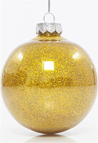 Eurolamp Χριστουγεννιάτικη Μπάλα Πλαστική Κίτρινη με Χρυσόσκονη 10cm Σετ 4τμχ 600-42717
