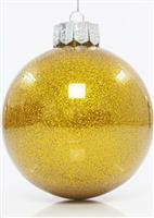 Eurolamp Χριστουγεννιάτικη Μπάλα Πλαστική Κίτρινη με Χρυσόσκονη 13cm Σετ 2τμχ 600-42718
