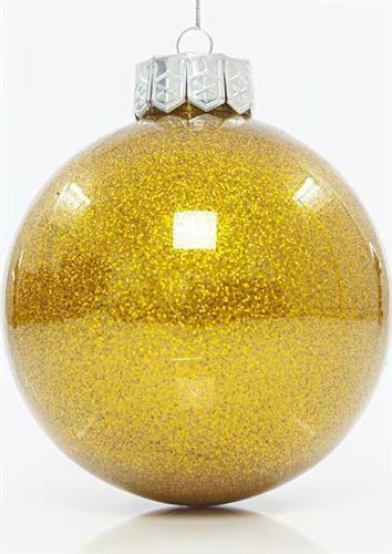 Eurolamp Χριστουγεννιάτικη Μπάλα Πλαστική Κίτρινη με Χρυσόσκονη 13cm Σετ 2τμχ 600-42718