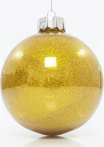 Eurolamp Χριστουγεννιάτικη Μπάλα Πλαστική Κίτρινη με Χρυσόσκονη 15cm Σετ 2τμχ 600-42719