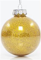 Eurolamp Χριστουγεννιάτικη Μπάλα Πλαστική Κίτρινη με Χρυσόσκονη 8cm Σετ 6τμχ 600-42716