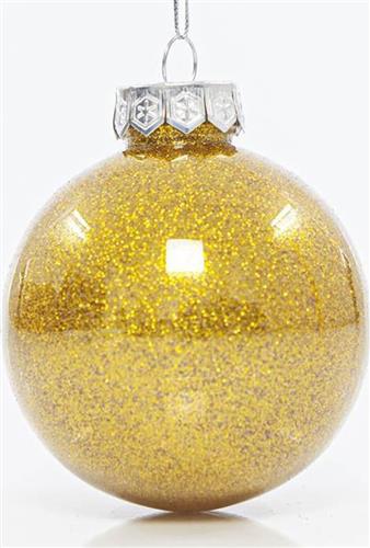 Eurolamp Χριστουγεννιάτικη Μπάλα Πλαστική Κίτρινη με Χρυσόσκονη 8cm Σετ 6τμχ 600-42716