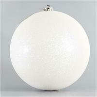 Eurolamp Χριστουγεννιάτικη Μπάλα Πλαστική Λευκή με Χρυσόσκονη 20cm Σετ 2τμχ 600-42623