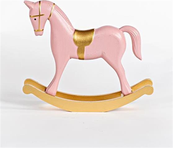 Eurolamp Χριστουγεννιάτικο Άλογο Ξύλινο Ροζ Χρυσό 23x6.5x26.5cm 600-45221