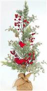 Eurolamp Χριστουγεννιάτικο Δέντρο Πράσινο Στολισμένο Slim 70cm με Βάση Γλάστρα με Berries και Πουλάκια 600-44296