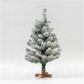 Eurolamp Χριστουγεννιάτικο Δέντρο Πράσινο Χιονισμένο 75cm με Ξύλινη Βάση 600-30047
