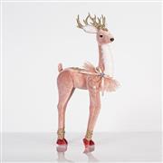 Eurolamp Χριστουγεννιάτικο Ελάφι Υφασμάτινο Ροζ Χρυσό Glitter 19x45cm 600-44727