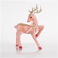 Eurolamp Χριστουγεννιάτικο Ελάφι Υφασμάτινο Ροζ Χρυσό Glitter 24x41cm 600-44726