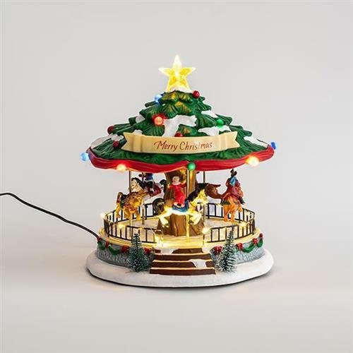 Eurolamp Χριστουγεννιάτικο Φωτιζόμενο Καρουζέλ με Μουσική Ρεύματος 25x24.5x26cm 600-44960