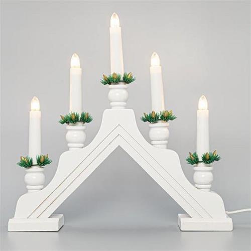 Eurolamp Χριστουγεννιάτικο Φωτιζόμενο Κερί Κηροπήγιο με 5 Λευκά Κεράκια 230V Ξύλινο 32x4.8x32.5cm 600-41602