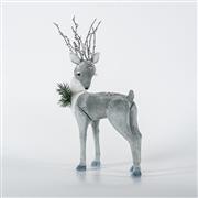 Eurolamp Χριστουγεννιάτικος Τάρανδος Υφασμάτινος Γκρι Glitter 19x39cm 600-44744