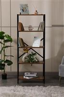 Fidelio Punto Βιβλιοθήκη Μαύρο-Καρυδί 60x30x150cm FD-PNT-BK