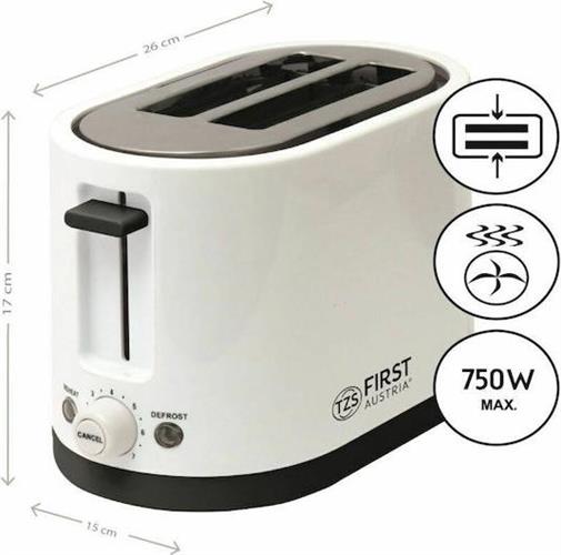 First Austria FA-5368-3 Φρυγανιέρα 2 Θέσεων 750W Λευκή